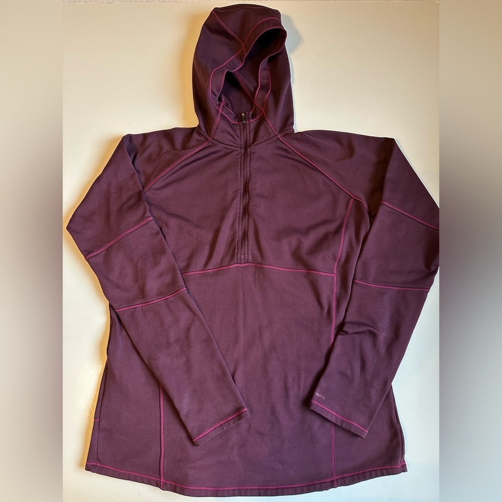 Columbia Sportswear Women’s Purple 1/4 Zip Hooded Jacket Size L Thumb Holes